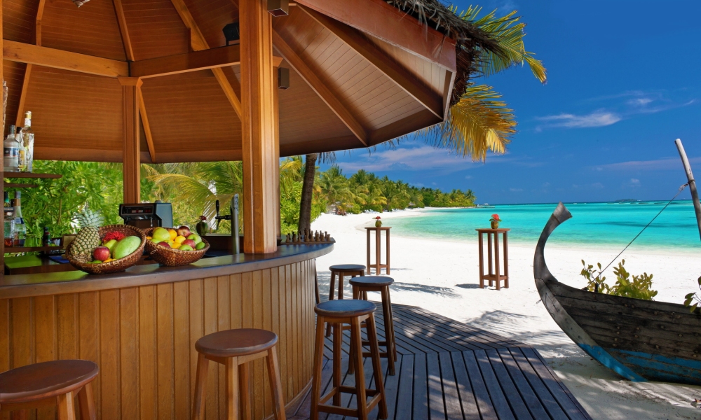 A beach bar on a tropical island